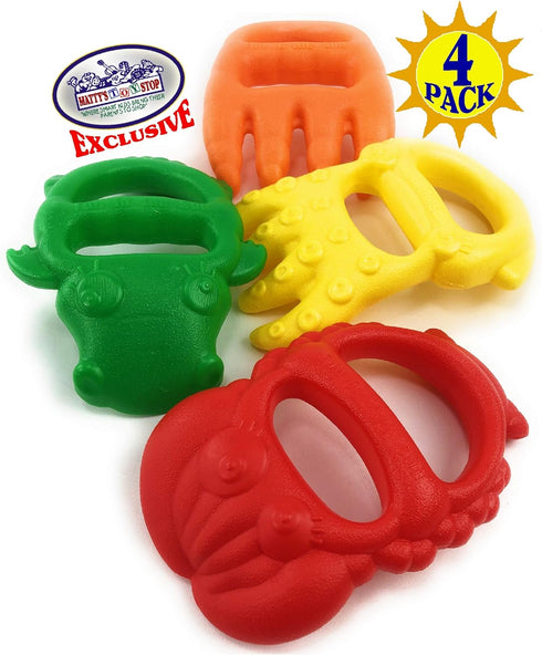 7" Set 4 Pack Matty's Toy Stop Plastic Sand Digger Scoop Claws for Sand & Beach (Red, Yellow, Orange & Green) Complete