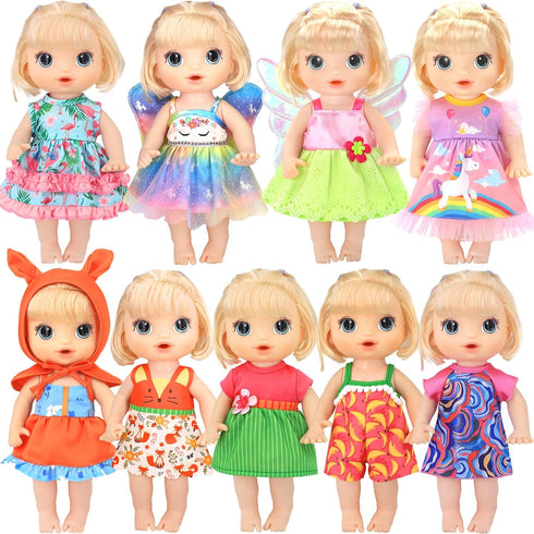 9 Sets 10-12 Inch Dolls,12 Inch Set ECORELF Alive Baby Doll Clothes, Doll Clothes for Girl Baby Doll Dress Outfits