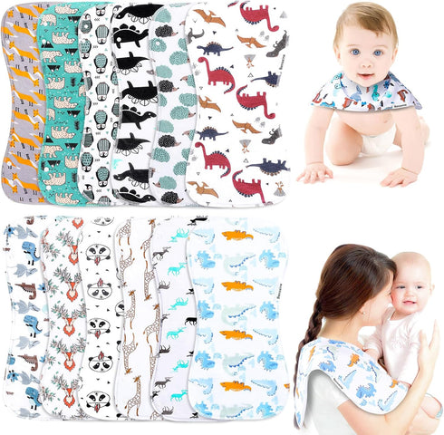 Baby Burp Cloths & Baby Bibs 2-in-1 Design Large Size 3 Layers