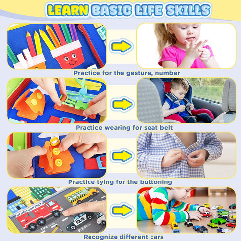 1 2 3 4 URMYWO Busy Board - Montessori Toys for Year Old, Busy Book Toddler Activities with Fine Motor Skills, Autism