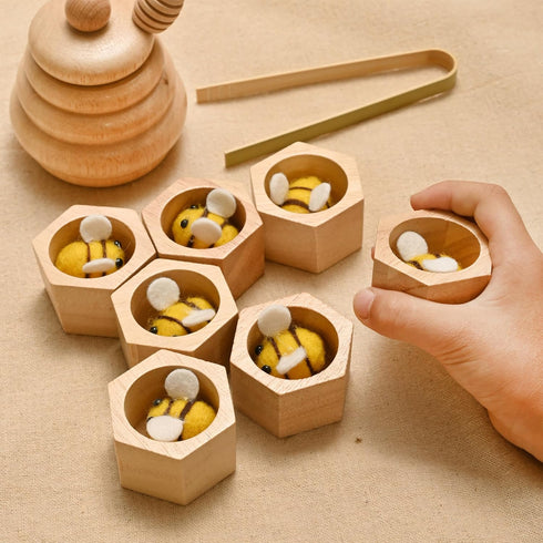 Sorting Stacking Wooden Toys for Toddlers, Montessori Sensory Bin Tool Toys, Fine Motor Skill Tactile Educational Gift