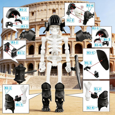 6 Pack T13 Set, Dummy 13, 13, 3D Action Figure Skeleton Action Figure Mini Skeletons for Halloween Decorations Titan