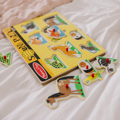 Melissa & Doug Pets Sound Puzzle - Wooden Peg Puzzle with Sound Effects (8 pcs) for Toddlers and Preschoolers
