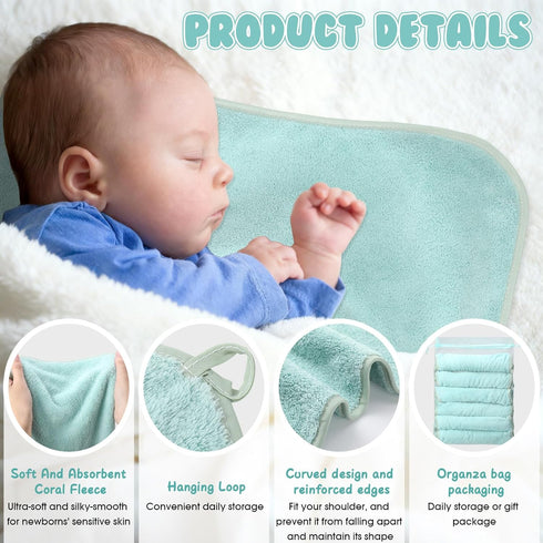 Hahafelt 12 Pack 20 10 Inch Green Baby Burp Cloths for Boys and Girls Coral Fleece x Super Soft Burp Cloths