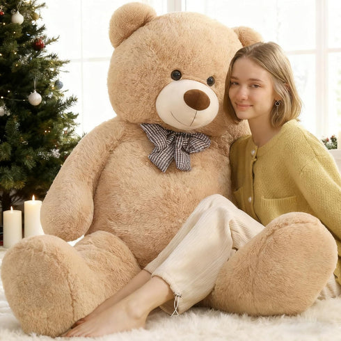 Toys Studio 47 Inch 4ft Big Teddy Bear Giant Teddy Bear Stuffed Animal Light Brown Plush Toy for Baby Shower Party