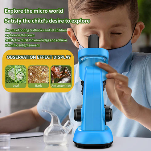DOUBLE CC Microscope,40-1600x 6-12 Kids Microscope Kit for Kids Beginners Children,STEM Kit,Prepared Slides,LED Light