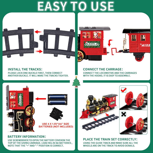 Sets Set 4 5 6 7 8 AuroTops Christmas Train for Around The Tree,Kids Train Steam Trains for Boys Girls,Sounds & Lights
