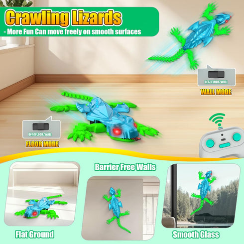 6+, TWFRIC Wall Climbing Gecko Lizard The Rechargeable Remote Control Car Toy - Exciting RC Crawlers for Kids Ages