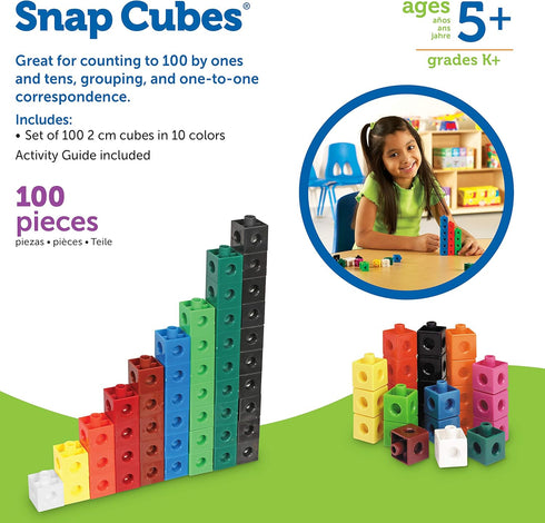 Learning Resources Snap Cubes, 100 Pieces, Educational Counting Toy for Ages 5+, Classroom Supplies