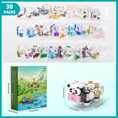 WuNian 30 Packs 919 Sets 6+ Party Favors for Kids - PCS Animal Building Blocks Toy Mini Party Favors, Goodie Bags