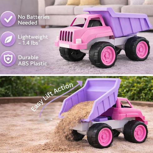 Liberty Imports Big Plastic Dump Truck in Pink Color for Toddlers and Girls - Large Tilting Dumper, Free Play Toy
