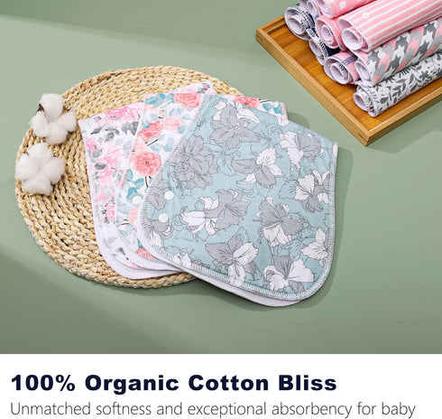 2-in-1 6 Pack 3 Burp Cloths and Baby Bibs - Large Super Absorbent Soft Cotton Burping Cloths for Spit Up, Layers Thick