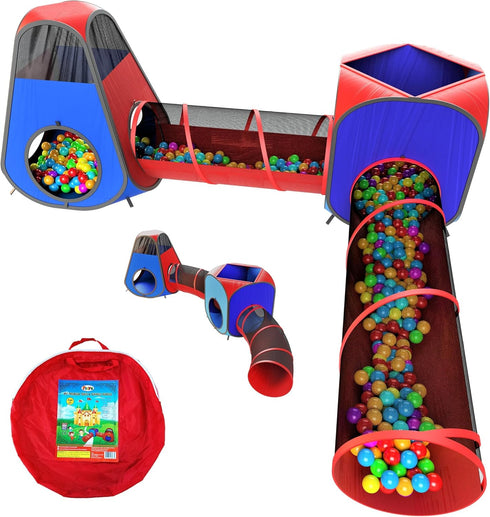 Playz 4pc Pop Up Play Tent and Tunnel Bundle, Indoor & Outdoor Playhouse for Toddlers with Storage Bag