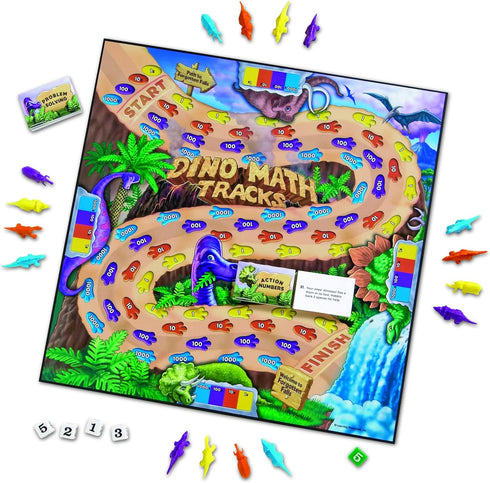 Counting Learning Resources Dino Math Tracks Game Math Manipulatives, Montessori Board Game, Addition and Subtraction