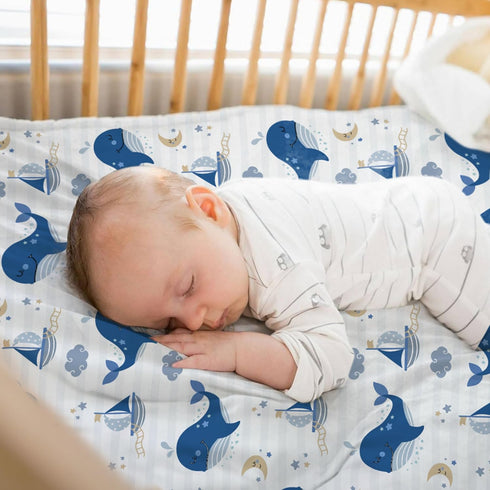 Whale Baby Blanket for Boys or Girls, Soft Kids Throw Minky Blanket 30x40 for Toddler Newborn Nursery Crib Bedding