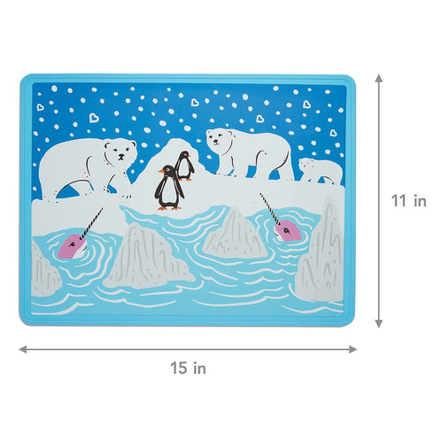 1pk, Munchkin WildLove Reversible Silicone Placemat for Kids, Polar Bear