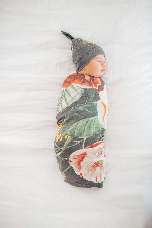 Raven Pattern Large Premium Knit Baby Swaddle Blanket by Copper Pearl