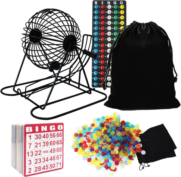 Yuanhe Complete Bingo Game Set - Includes 8" Metal Round Cage with