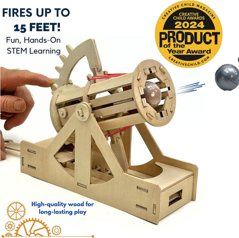 PATHFINDERS STEM Kit Leonardo da Vinci Bombard | Build Your own Cannon | Science kit for Teens and Adults | Mechanical