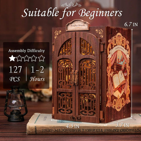 CUTEBEE Book Nook Kit - DIY Miniature House Dollhouse Kit for Adult and Teens, Booknook Bookshelf Decor Alley Model