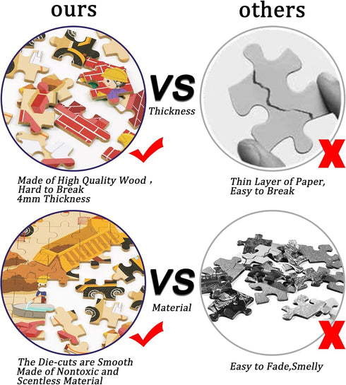 LELEMON 100 Pieces Jigsaw Puzzles - Metal Box for Kids Age 4-8, Construction Site Vehicles Educational Toys