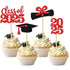 36 PCS 2023 Graduation Theme Cupcake Toppers - Glitter Class of 2023 Graduation Cap and Diploma Cake Decorations