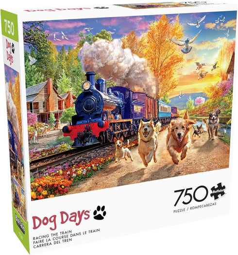 Buffalo Games Angelo Bonito Racing The Train 750 Piece Jigsaw Puzzle for Adults - Finished Size 24.00 x 18.00