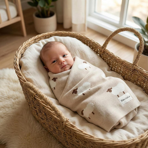 100% Cozy Baby Swaddle Blanket - Luxury Cotton Knit Soft Lightweight Unisex Receiving Stroller Quilt Blanket for Shower