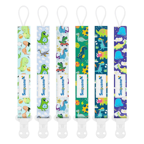 Smlpuame Baby Pacifier Clip for Boys Girl,6 Pack Stylish Binky Clips Strap,Paci