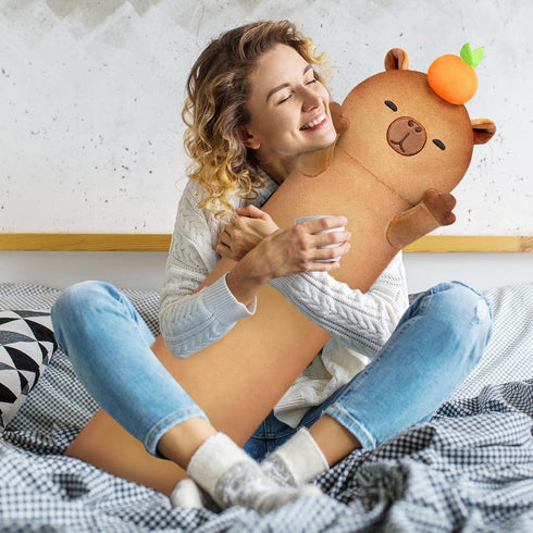 Long Plush Capybara Body Pillow - 20 Inch Cute Stuffed Animal - Soft Cuddle Pillow Gift for Girls