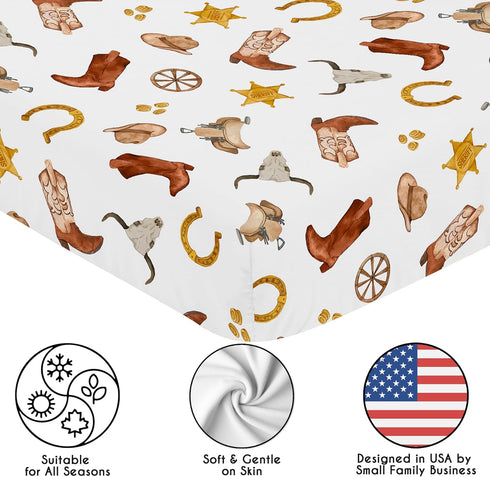 Sweet Jojo Designs Fitted Baby Crib Sheets (Boho Western Cowboy) for Boys, Infant Nursery, Toddler Room - Standard Size