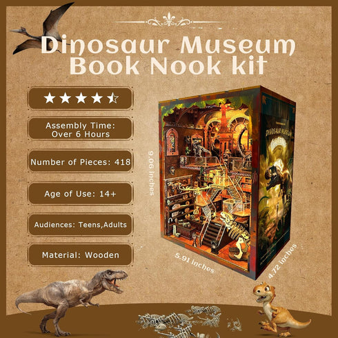 VORATHIS 3D Book Nook Kit - DIY Wooden Puzzle Miniature House with LED Lights - Creative Crafts for Adults - Bookshelf