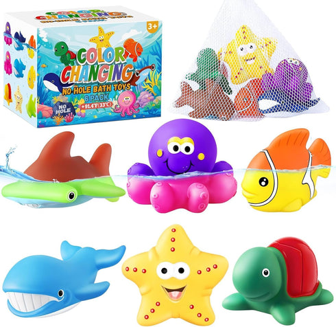MACALOCA Toddler Easter Egg Fillers Color Changing No Hole Bath Toys for Kids