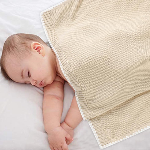 mimixiong Cotton Baby Blanket for Nursery Swaddling - Gender Neutral Shower Gift Registry for Baby Camel 40 x 30 Inch