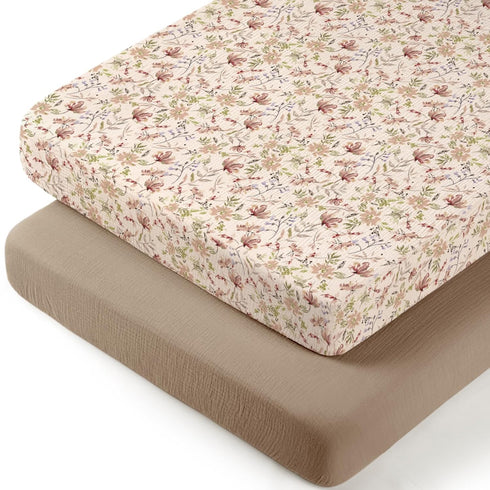 lulumoon Muslin Bassinet Sheets for Girls: Skin-Friendly Floral Bedside Bassinet Sheets for
