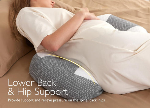 Momcozy Plus W Shaped Pregnancy Pillow for Sleeping - Adjustable Maternity Pillow for Side Sleepers - Portable Wedge