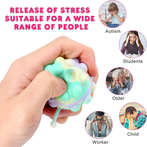 18 Pack 2 inch 3D 4-12, Fidget Balls Party Favors, Animal Pop Balls Fidget Toys, Party Favors for Kids Goodie Bags