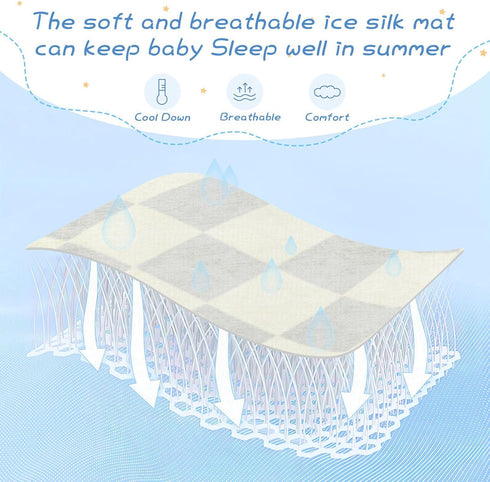 SyXIOP 28" 52" Gray Beige Checker Plaid Cooling Baby Waterproof Crib Mattress Cover x Absorbent Padded Crib for Kids