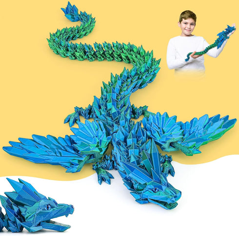 Nerbixy 3D Printed Dragon Large with Wings, 24-inch Dragon Fidget Toy with Eyes,