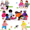 Skylety 20 Pcs Wooden Dollhouse Family Set of 16 Mini People Figures