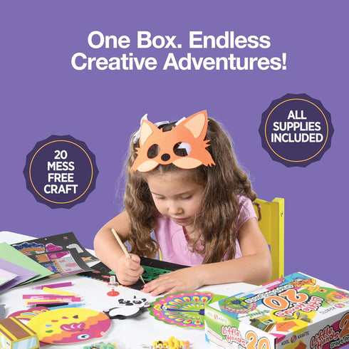 20 Packaged Arts & Crafts Kit for Kids, All-Inclusive, No Mess Craft Kits & Supplies for Boys & Girls DIY Creative