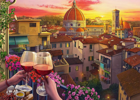 Ravensburger Cozy Wine Terrace - 500 Piece Large Format Jigsaw Puzzle | Unique Softclick Technology | Premium Matte Finish | Ideal for All Ages