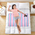 siphylline 52" 34" Pink and Light Blue Stripe Patterndoodle Art Extra Large Resuable Changing Pad Covers Highly