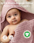 2 Pack 100% Kids,37.5"x37.5", Yoofoss Hooded Baby Towels for Newborn Muslin Organic Cotton Baby Bath Towel with Hood