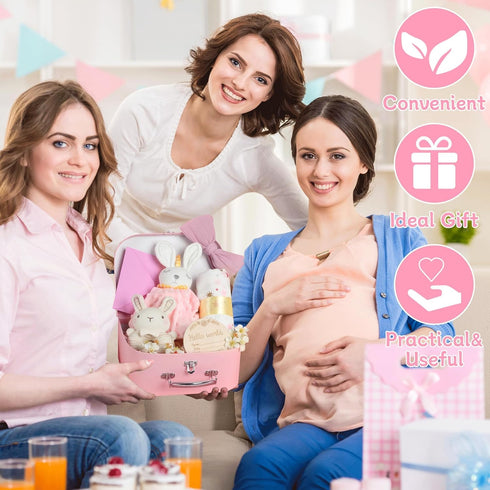 Set Set Shower Gifts Basket Gift for Newborns New Born Gift Pink Gift Basket with Rattle Swaddle Blanket Decision Coin