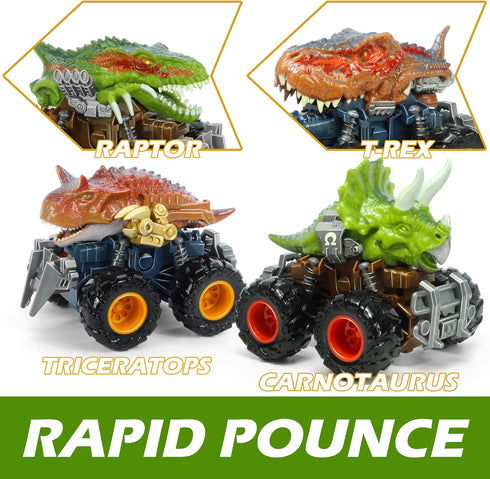 Oriate Dinosaur Monster Truck Toys for Kids 3-5, Dino Stunt Race Push and Go Car for Outdoor Fun