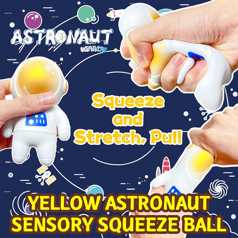 Kawaite 2 Pack Astronauts Squishy Stress Ball Squeeze Fidget Toys for Kids and Adults - Gold and Pink Astronauts