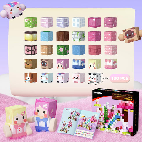 100PCS 3+ GobiDex Magnetic Blocks Kid Building Toys for Years Old Girls, Upgraded STEM Sensory Gifts for Princess, Kids