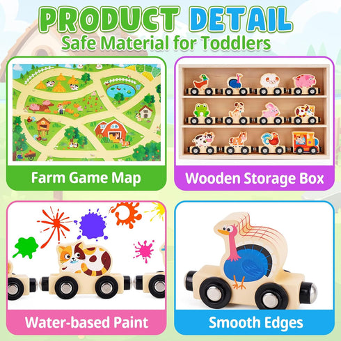 1 2 3 12 1st 2nd Montessori Wooden Train Toy for Years Old Toddlers | Magnetic Animals Train Kids Box, STEM Educational