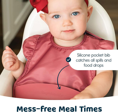 6-24 Tiny Twinkle Silicone Pocket Bibs - Waterproof, Food Catching, Mess-Proof Bibs for Months Baby Boy and Girl